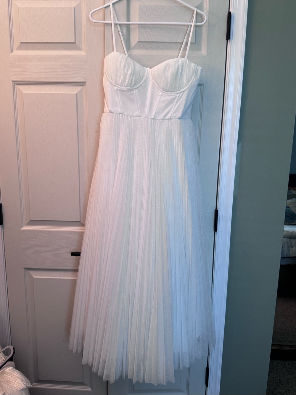 Hutch Amara White Midi Tulle Bustier Dress